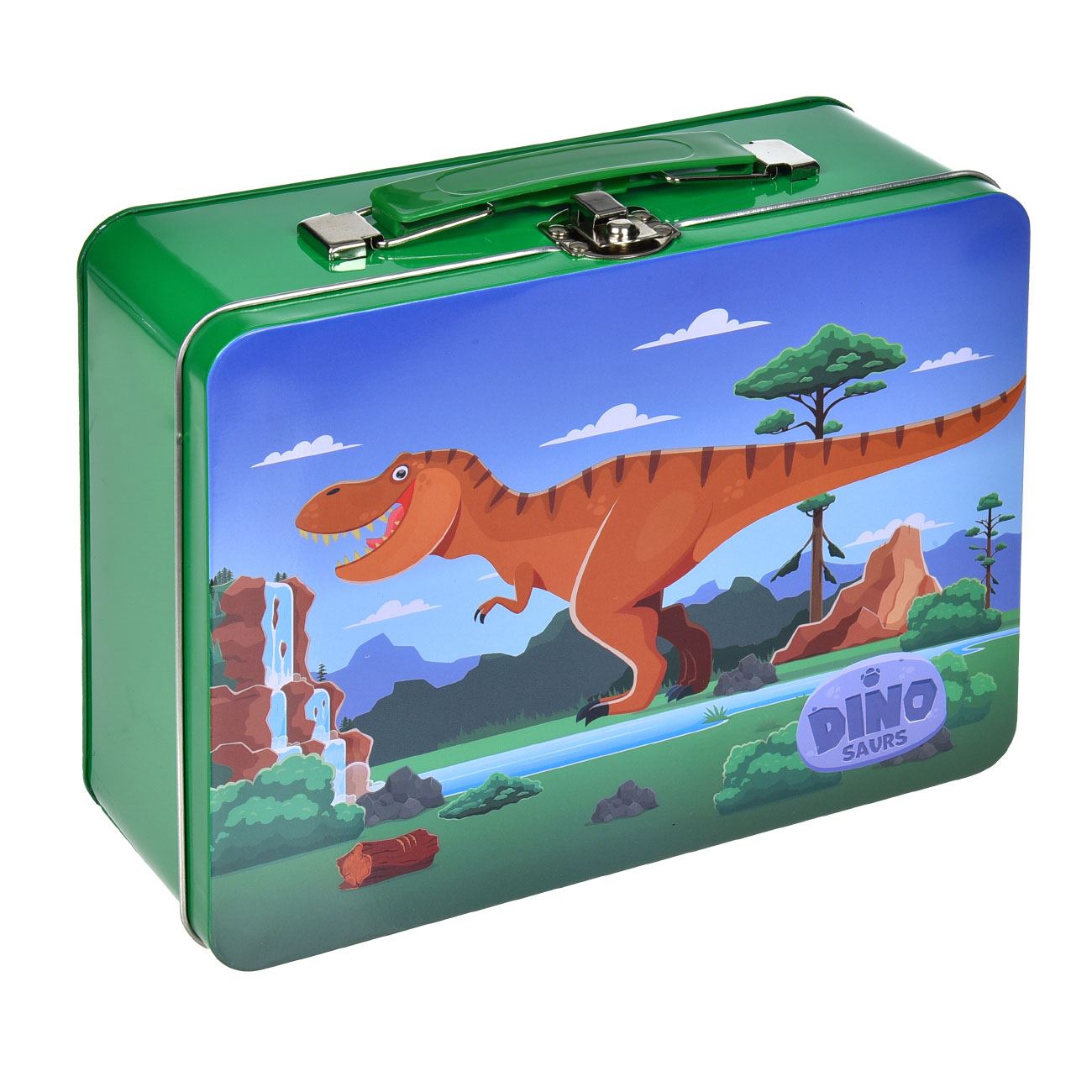 Set Scoala cu Penar Metalic Model Dinozaur 11 Accesorii - poza 2