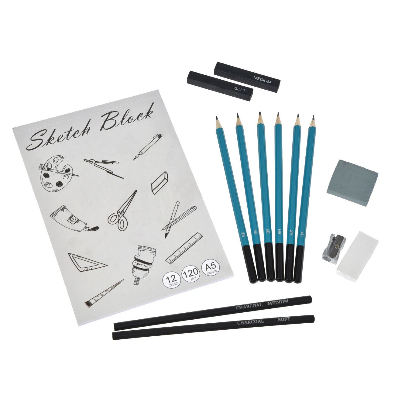 Set Schite cu Bloc de Desen & Accesorii - 14buc