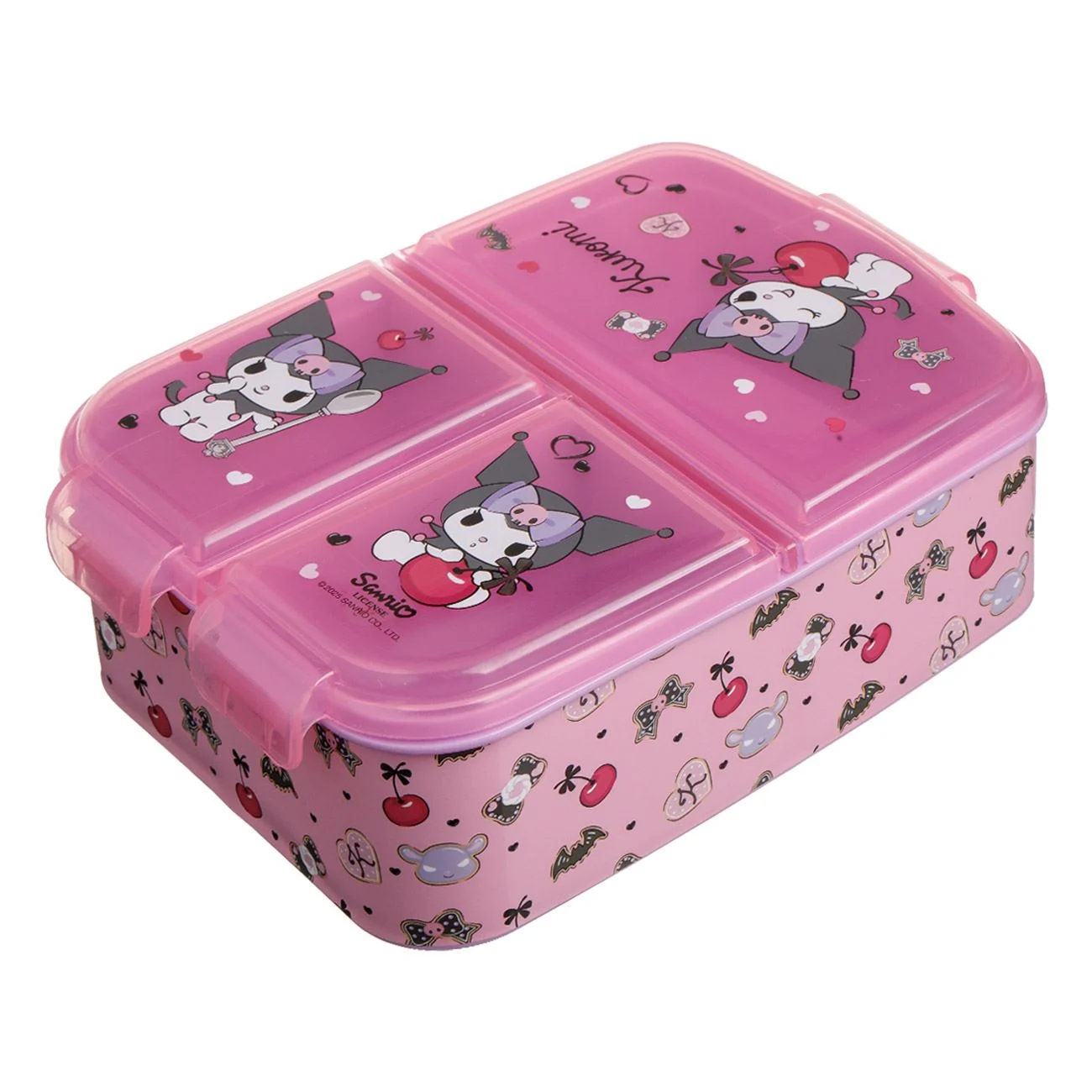 Caserola Roz cu 3 Compartimente & Model Kuromi - 790ml