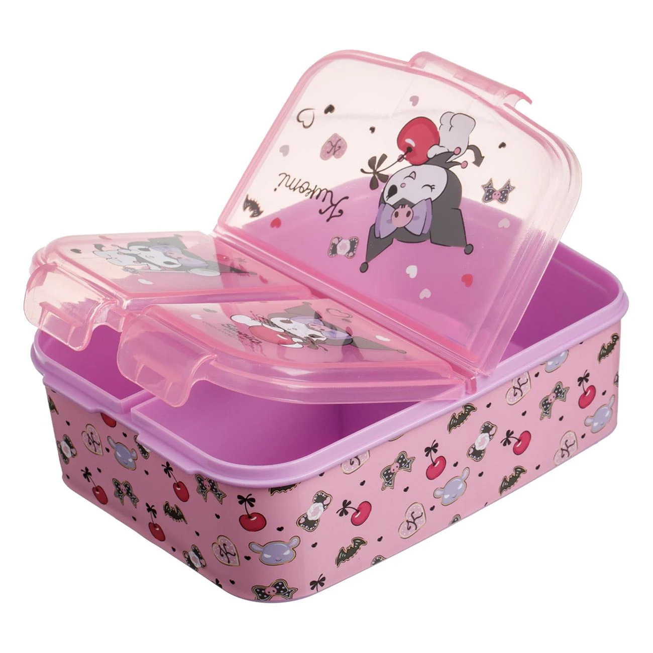 Caserola Roz cu 3 Compartimente & Model Kuromi - 790ml - poza 2