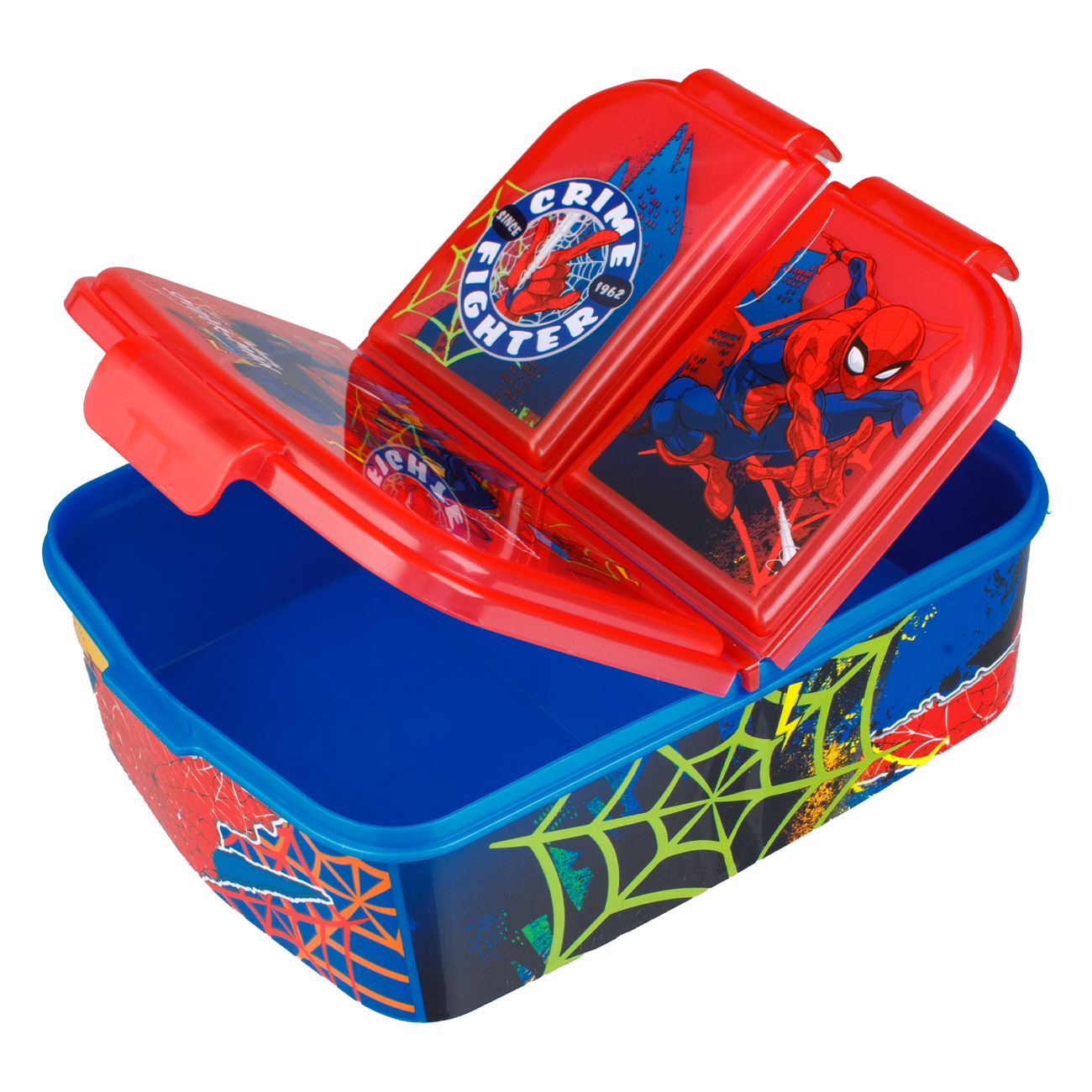 Caserola cu 3 Compartimente Albastra Rosie Spiderman pentru Copii - 790ml - poza 2
