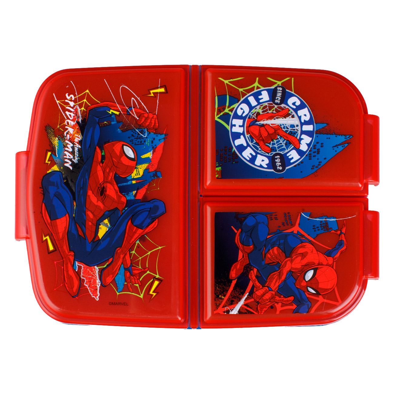 Caserola cu 3 Compartimente Albastra Rosie Spiderman pentru Copii - 790ml - poza 3