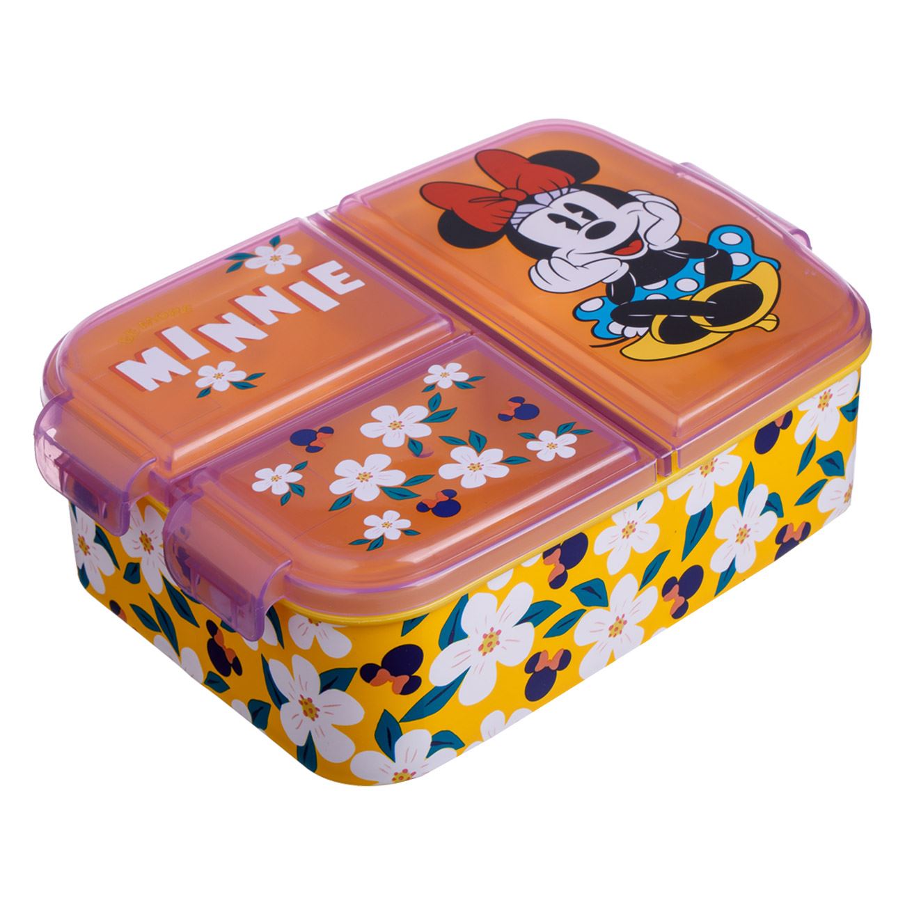 Caserola Galbena cu 3 Compartimente & Model Minnie Mouse - 790ml