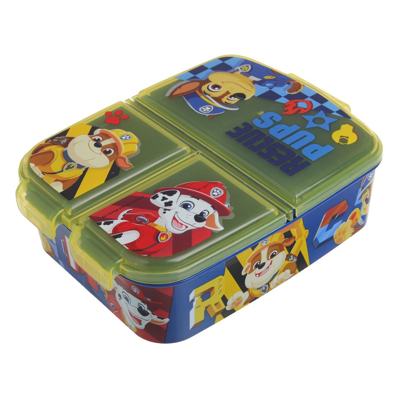Caserola din Plastic cu 3 Compartimente Albastra Galbena Paw Patrol - 790ml