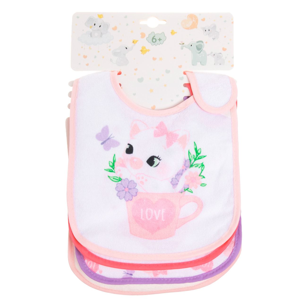 Set Bavete Mijlocii Roz Lila cu Model Pisica 6 Luni - 4buc - poza 2