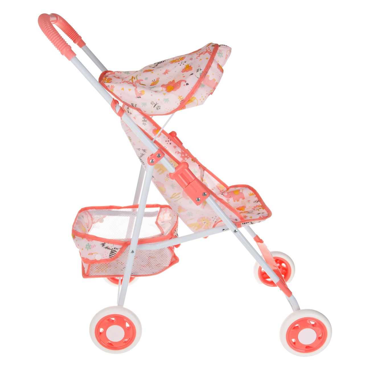 Carucior Roz Somon cu Model Animale pentru Papusi - poza 4