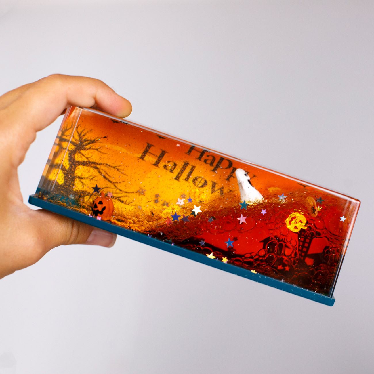 Jucarie cu Lichid cu Miscare Lenta Model Fantoma & Dovleci de Halloween 15x4,5x5cm - poza 2