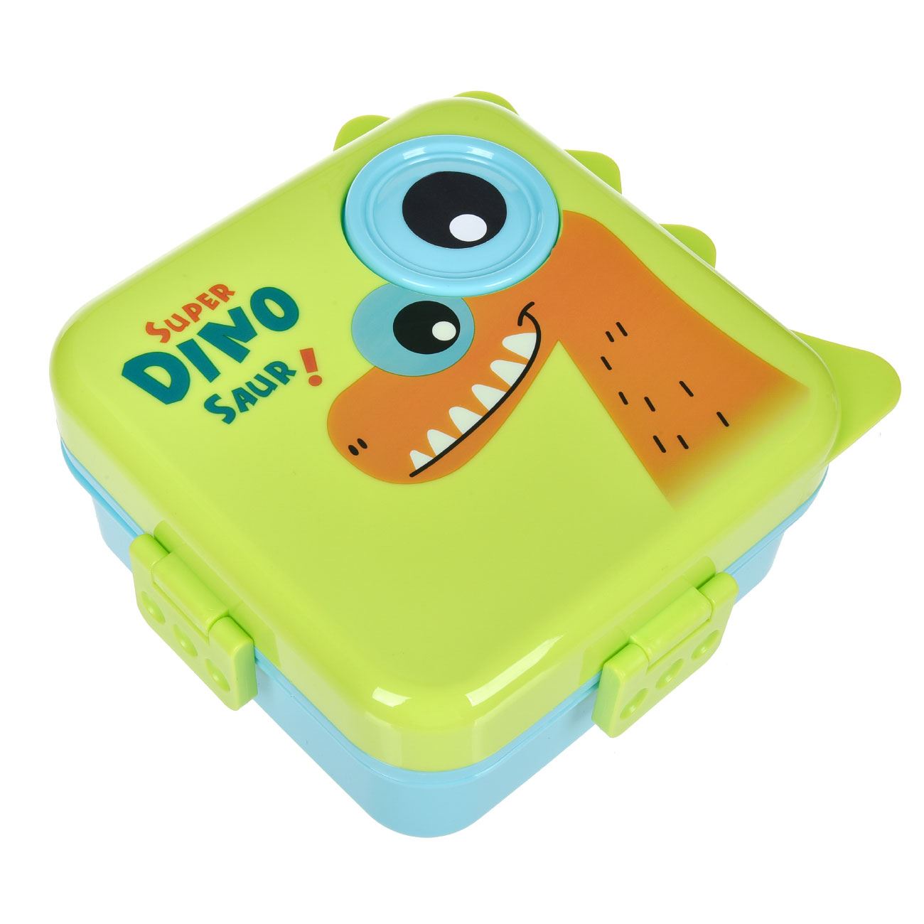 Caserola din Plastic cu 5 Compartimente Lingura & Recipient pentru Sos cu Model Dinozaur - 1100ml