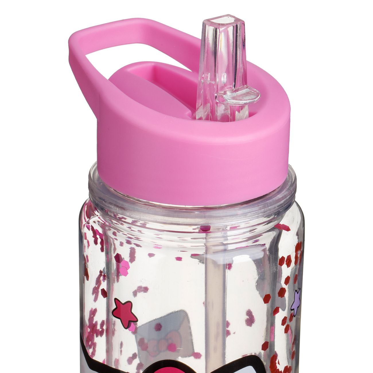 Sticla Apa Flip Top Transparenta cu Perete Dublu Capac Roz Hello Kitty Glitter pentru Copii 500ml - poza 2