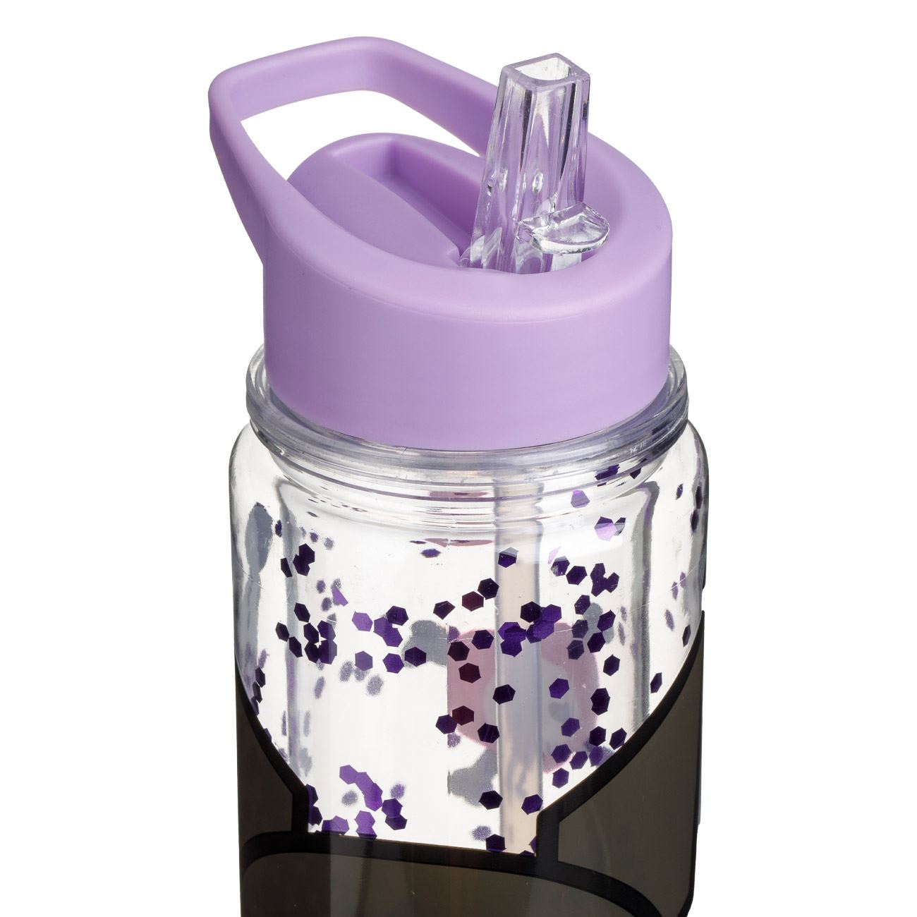 Sticla Apa Flip Top Transparent cu Perete Dublu Capac Lila Kuromi Glitter pentru Copii 500ml - poza 2