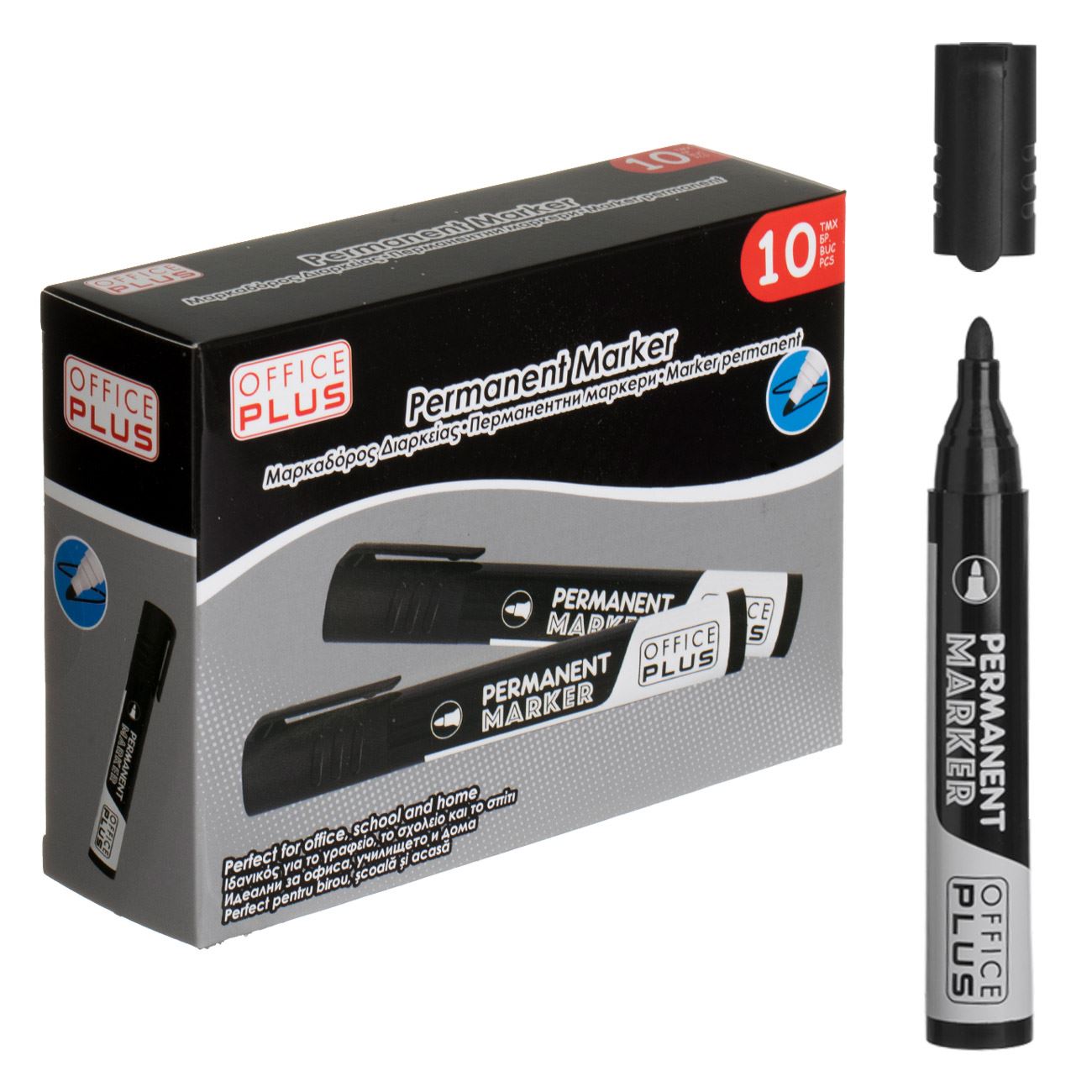 Set Markere Mari Permanente Negre - 10buc