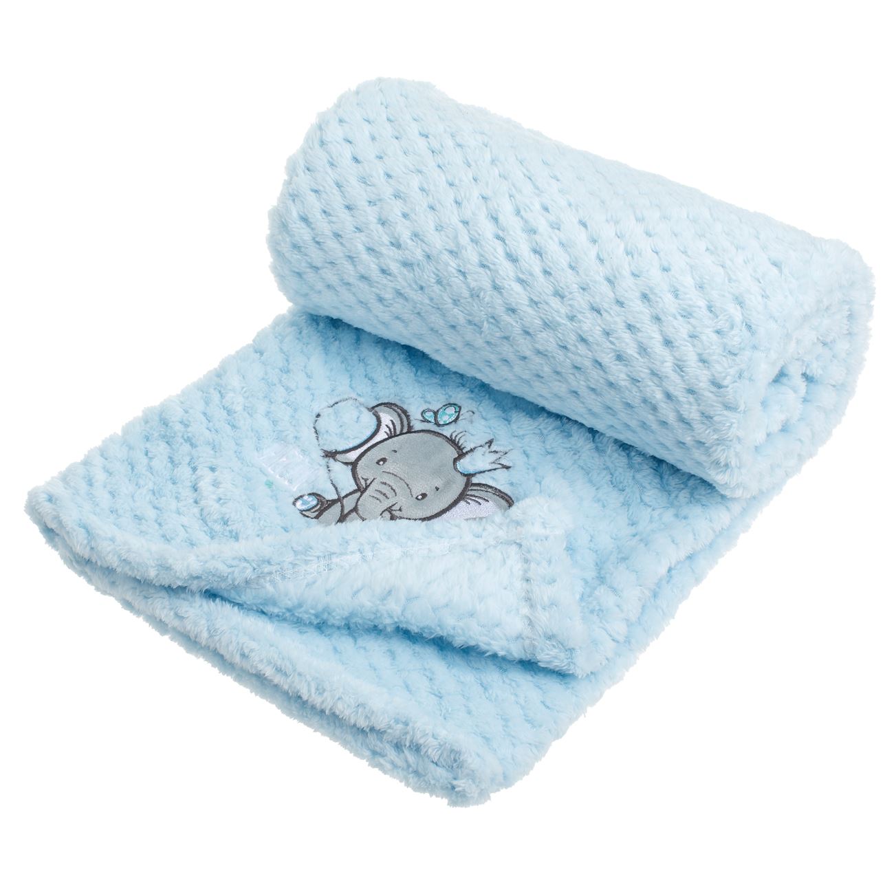 Patura Bebe Catifelata Ciel cu Model Elefant Brodat 100x75cm - poza 2