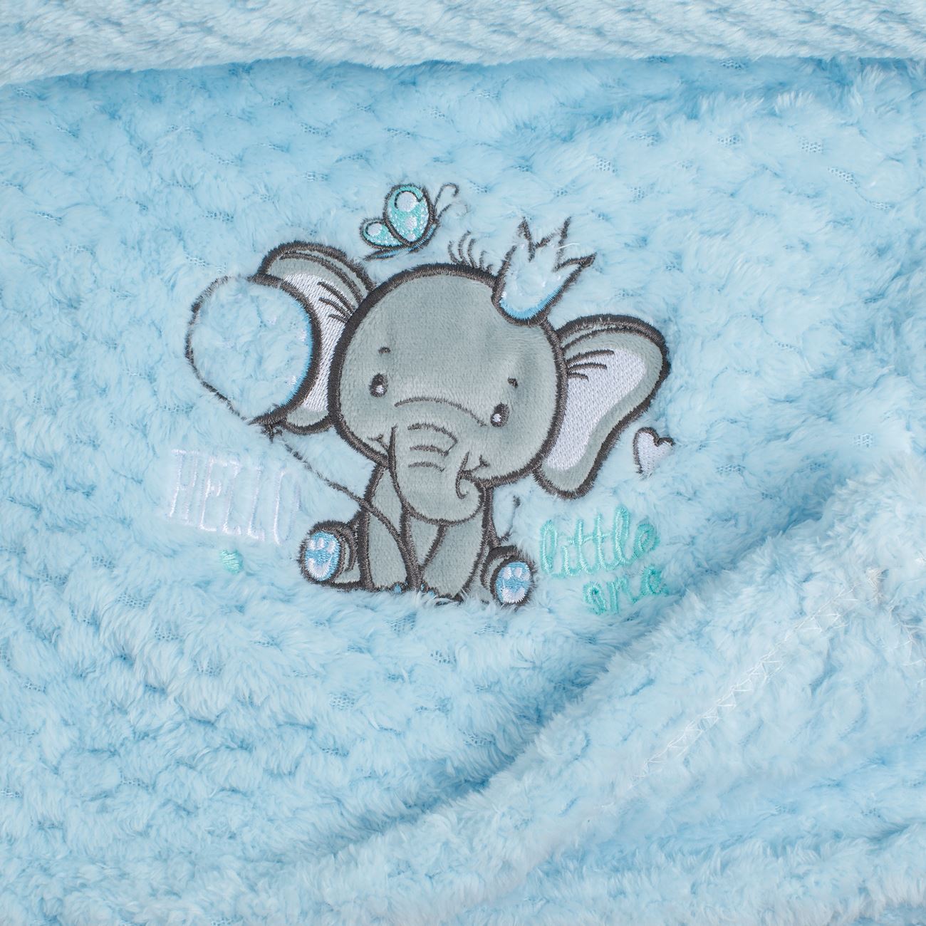 Patura Bebe Catifelata Ciel cu Model Elefant Brodat 100x75cm - poza 3