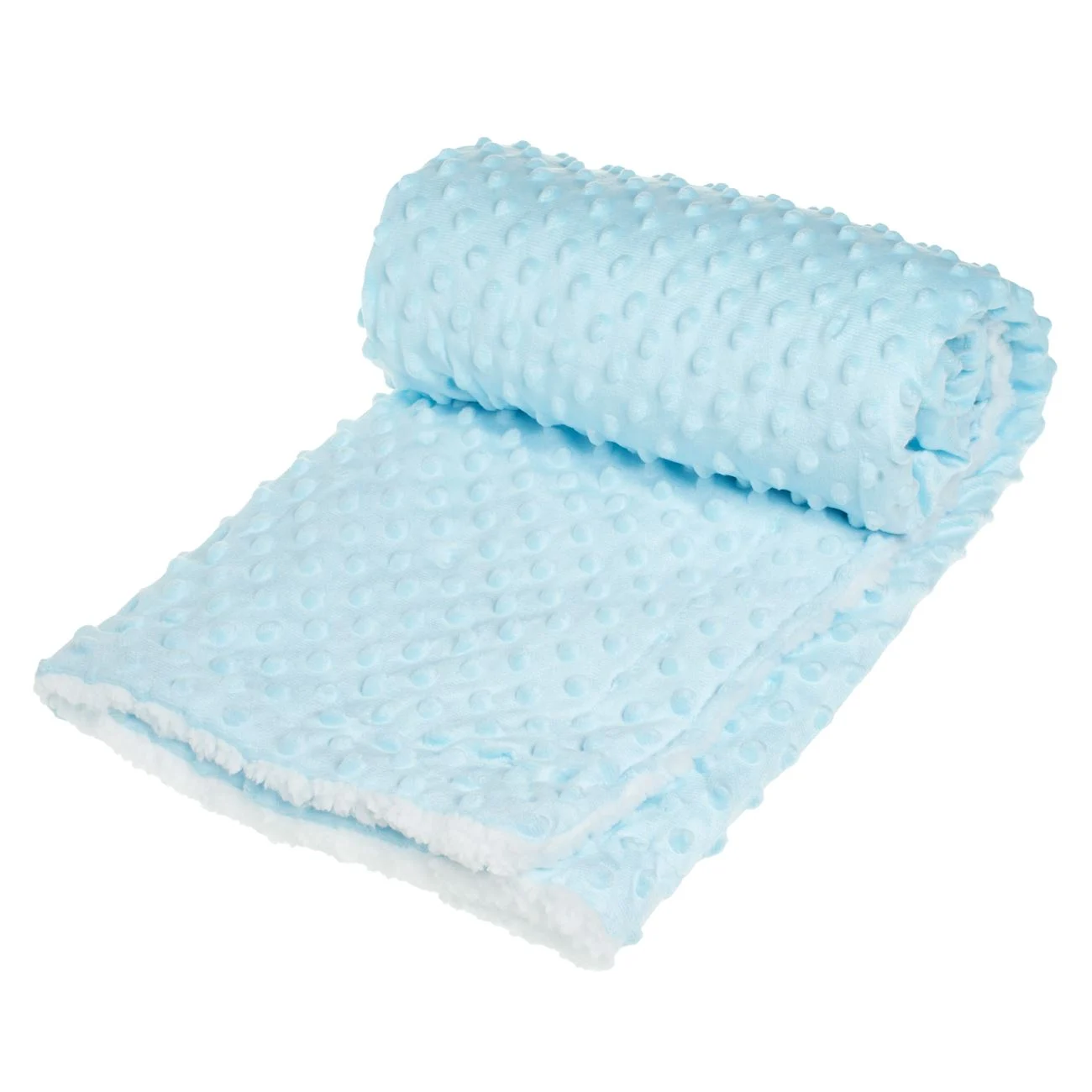Patura Catifelata Ciel cu Model Reliefat & Blana Sherpa Alba pentru Bebelusi 90x80cm - poza 2