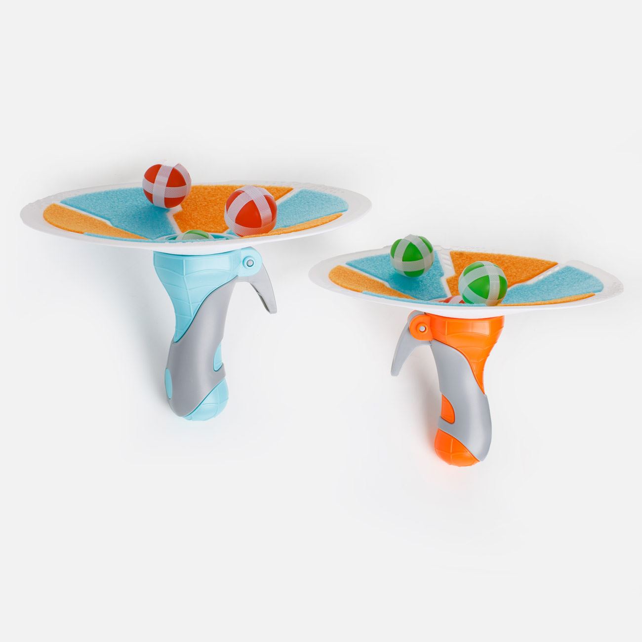 Jucarie de Indemanare ”Prinde Mingea - Catch Ball„ cu Disc Turcoaz Portocaliu & 6 Mingi - 8 piese - poza 3