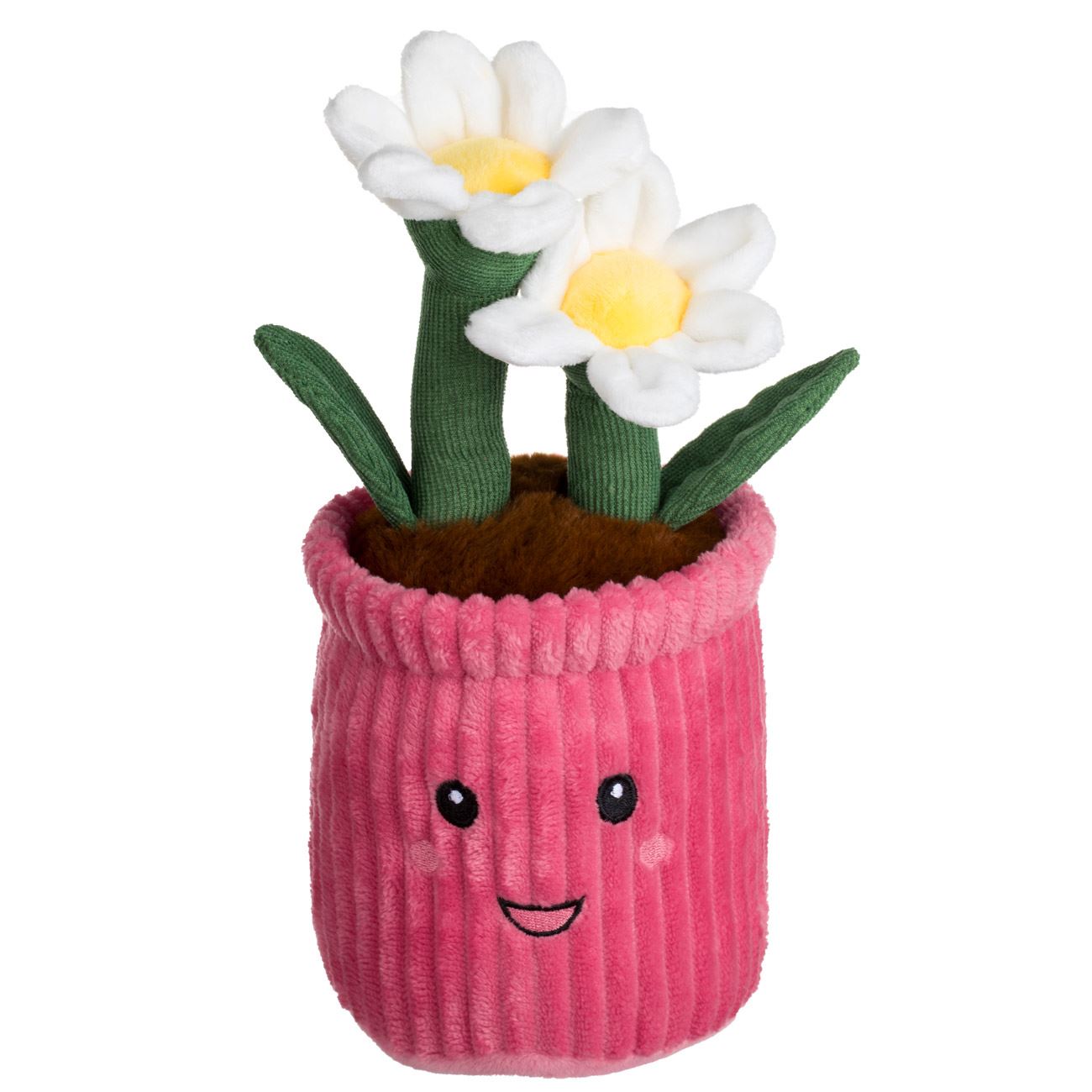 Jucarie Ghiveci de Plus Fucsia cu Margarete Albe Ø12x27cm