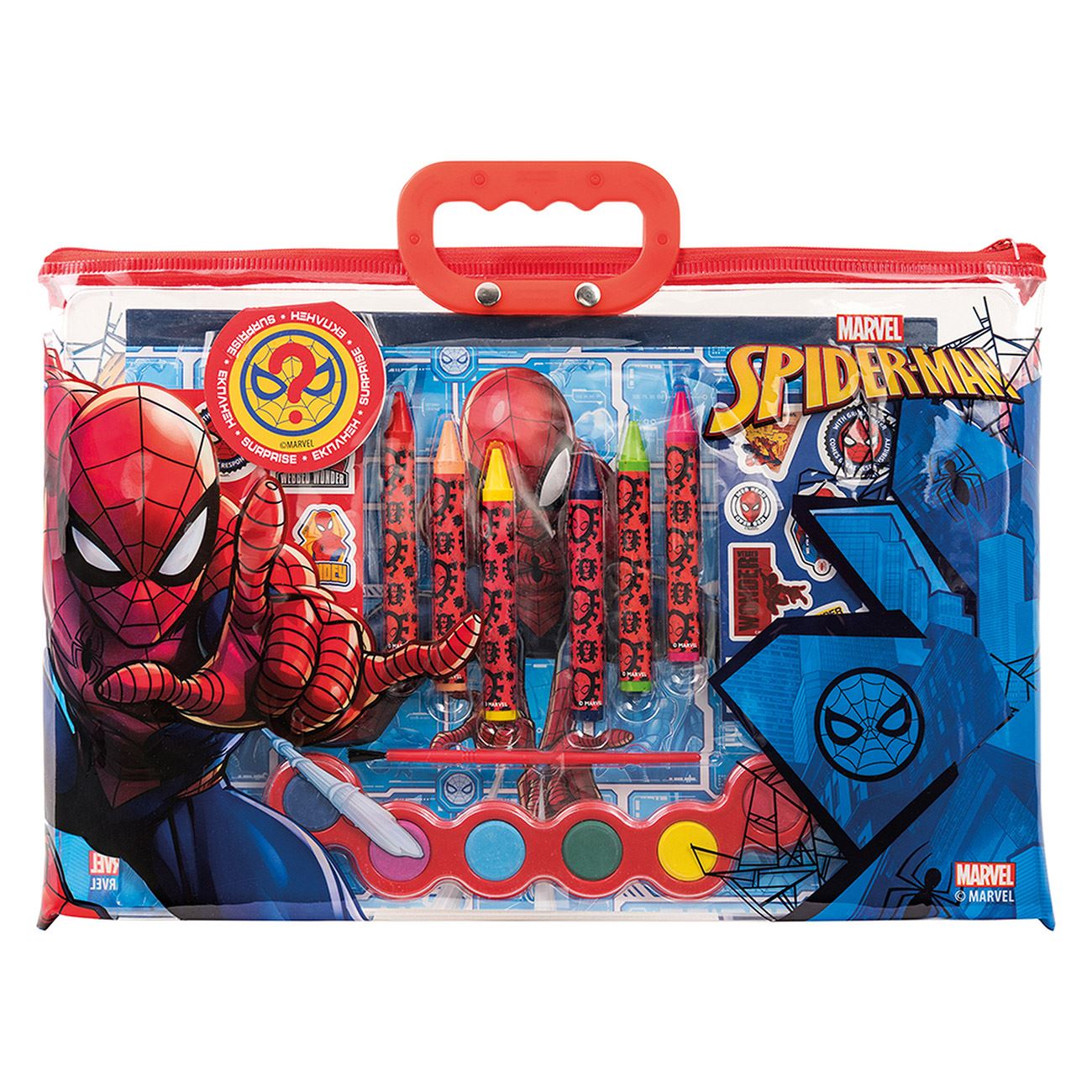Set de Colorat cu Geanta Transparenta & Surpriza Marvel Spiderman - AS