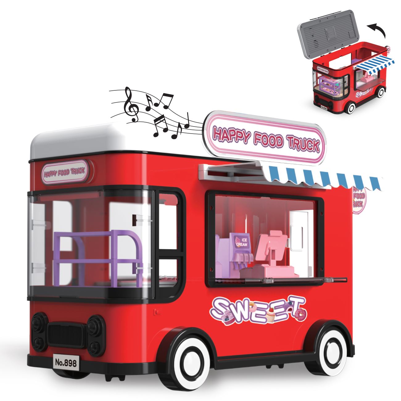 Rulota tip Food Truck cu 3 Papusi & Accesorii - poza 2