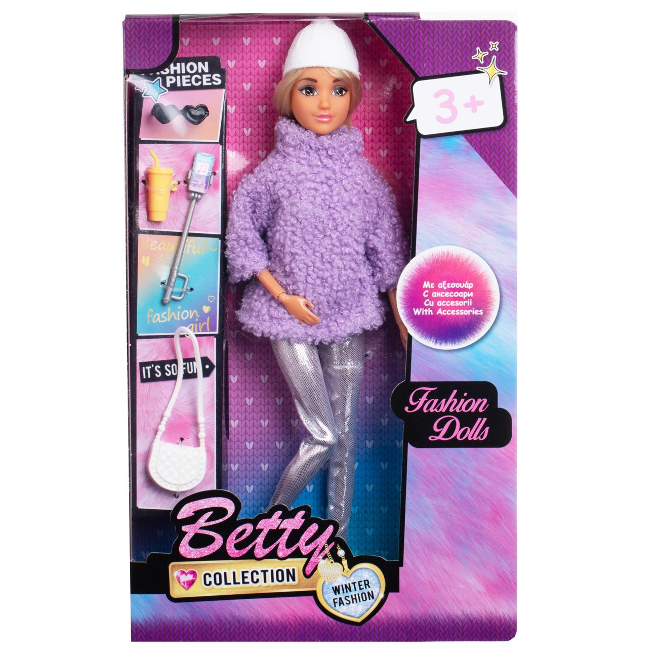 Papusa Manechin cu Outfit de Iarna Lila & Accesorii - poza 2