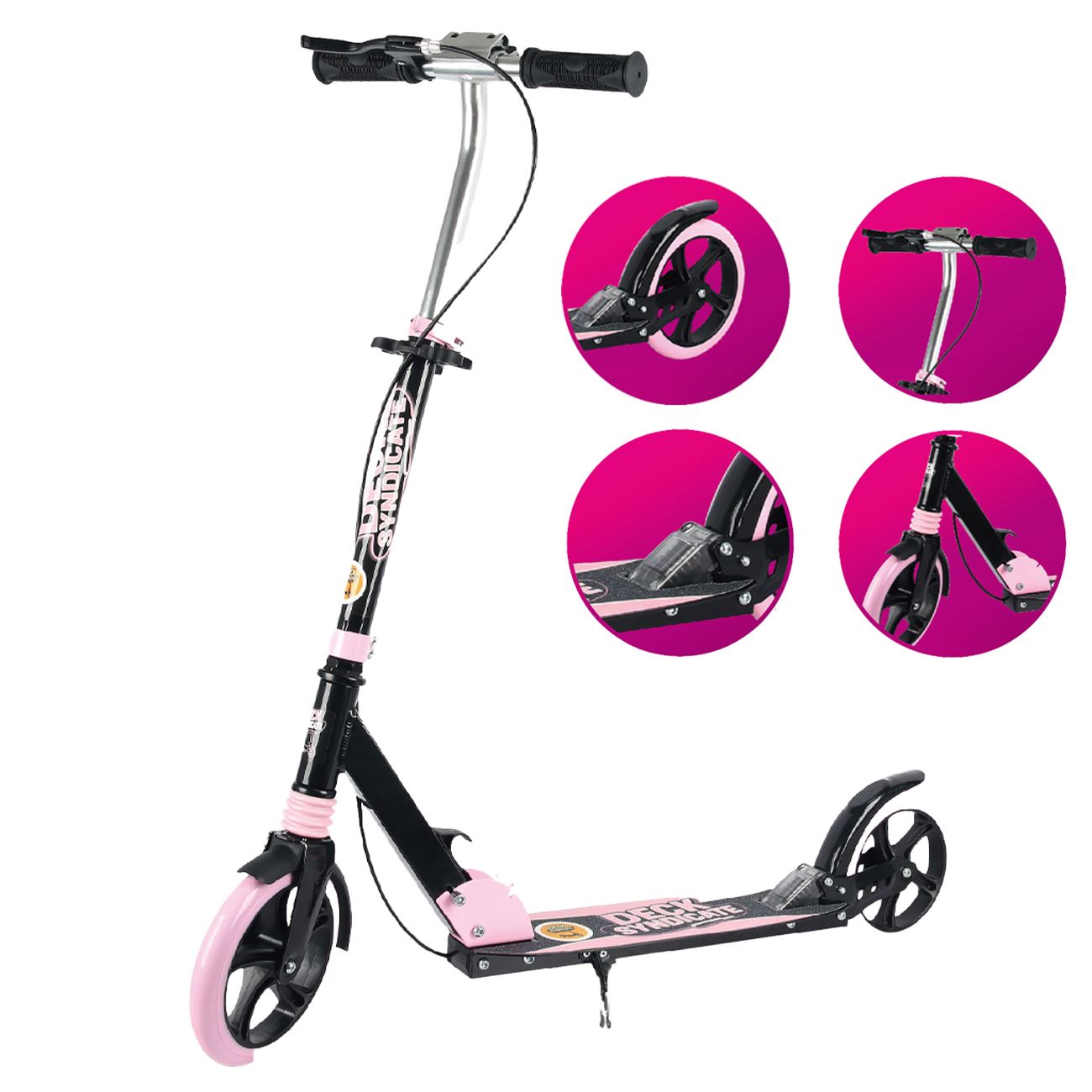 Trotineta din Aluminiu Fucsia Neagra cu Suport
