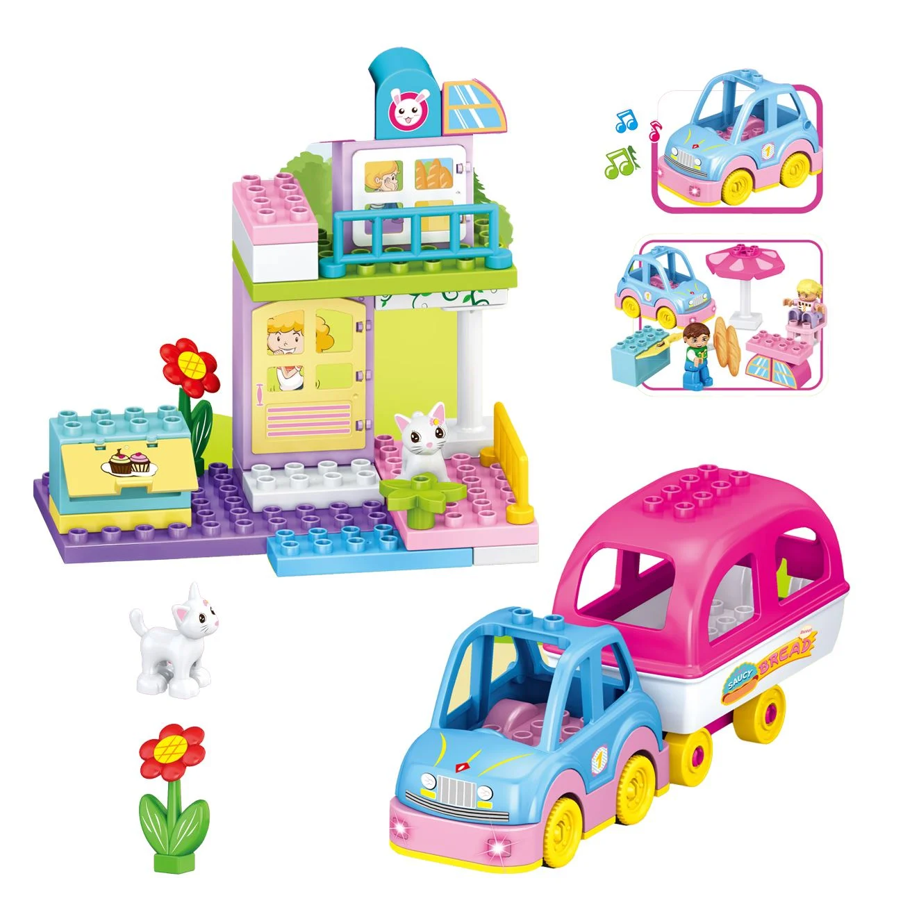 Set Cuburi de Constructie ”Inchetata & Dulciuri” (51 de piese)