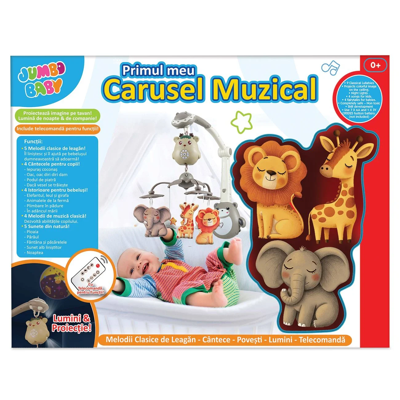 Carusel Muzical cu Animale Sunet Delicat & Proiector - poza 2