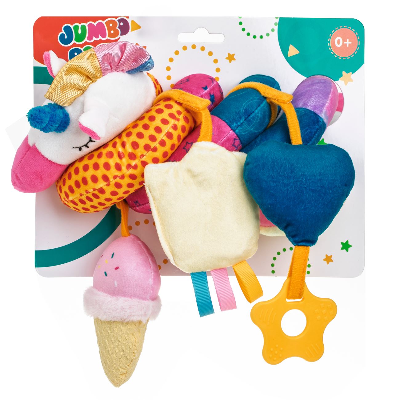 Jucarie pentru Patut Spiralata Unicorn cu Jucarie de Dentitie 25cm - poza 4
