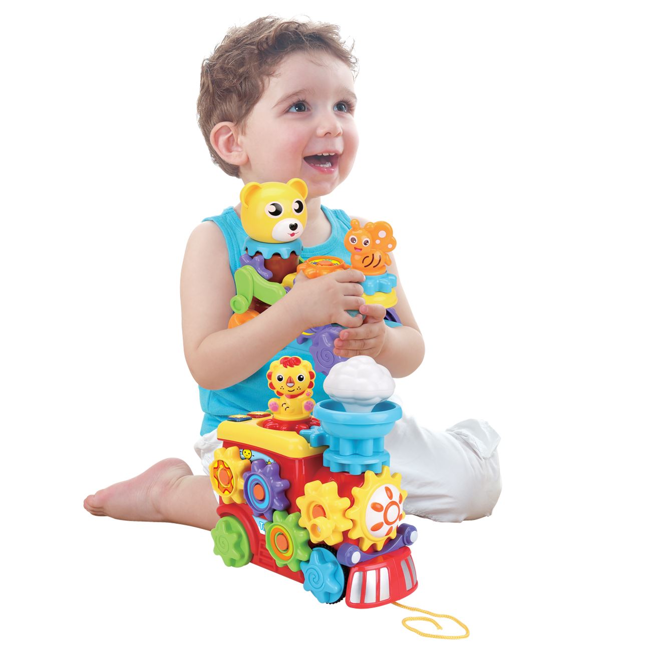 Tren Prescolar cu Roti Dintate Colorate Efecte Sonore & Lumini