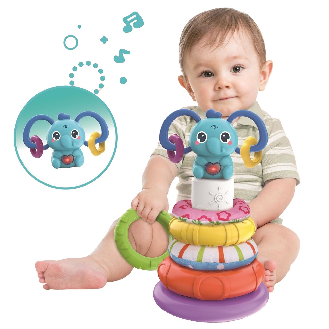 Piramida Elefant cu Efecte Sonore & Lumini pentru Bebelusi Ø13x25cm