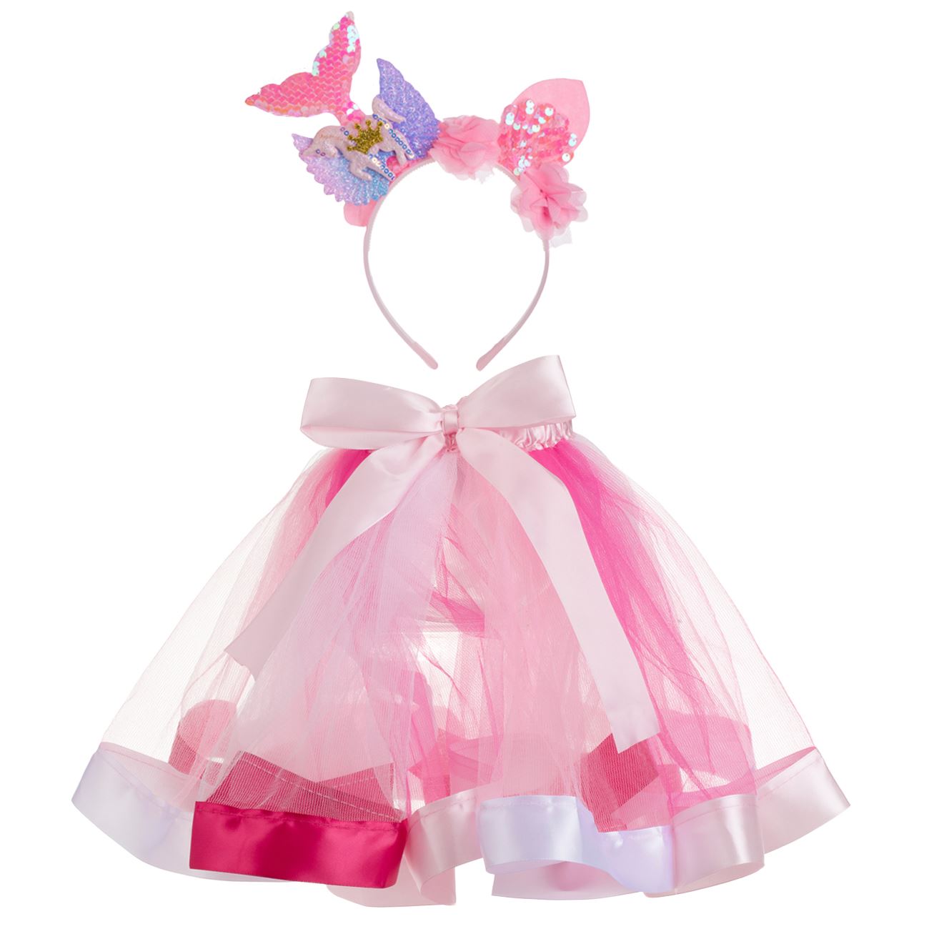 Set Deghizare cu Fusta Roz & Coronita Mermaid Unicorn