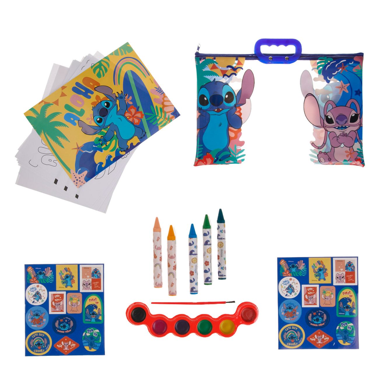Set de Colorat cu Geanta Transparenta cu Model Disney Stitch - AS - poza 2