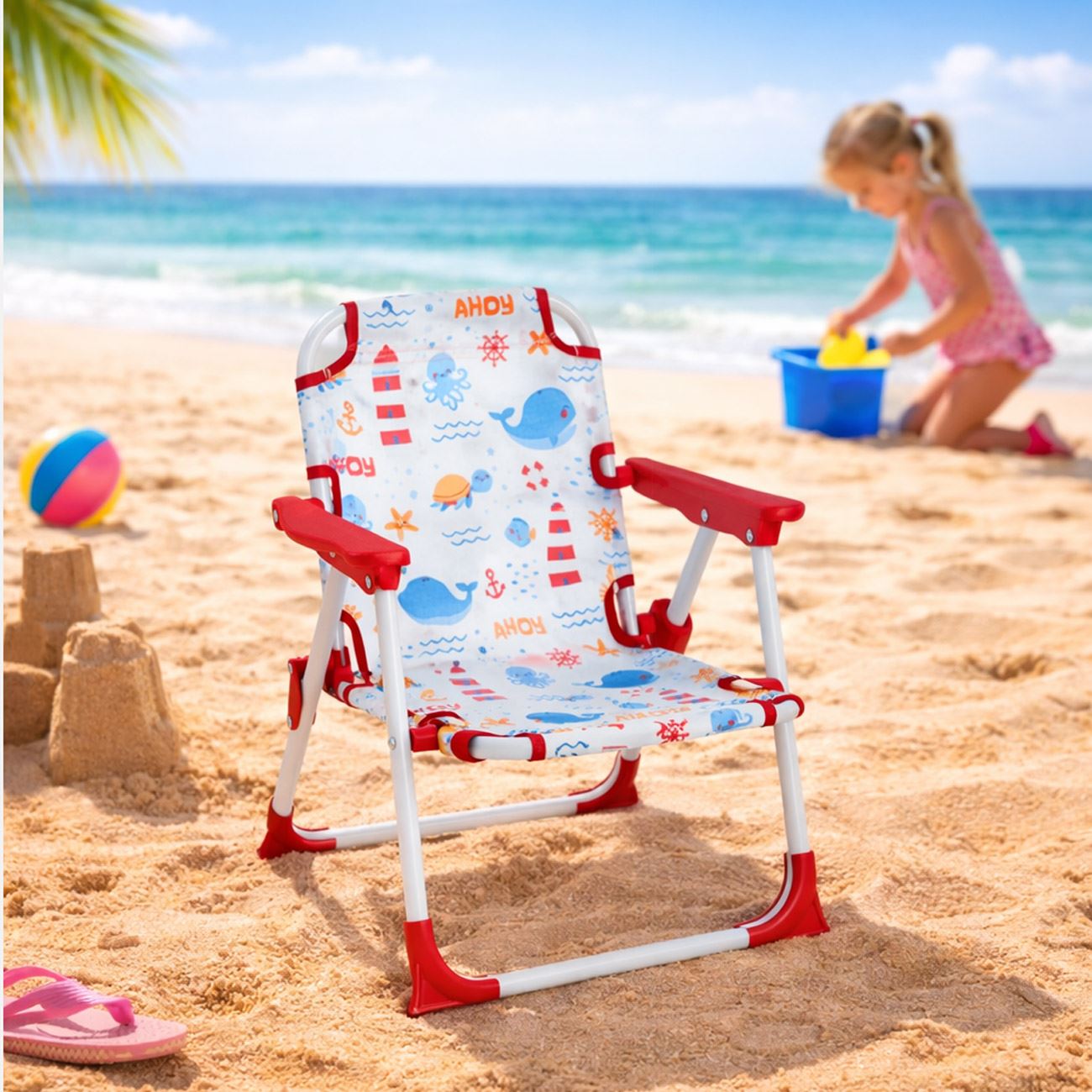 Scaun pentru Copii Metalic Pliabil Balena Far 33x34x47cm - poza 2