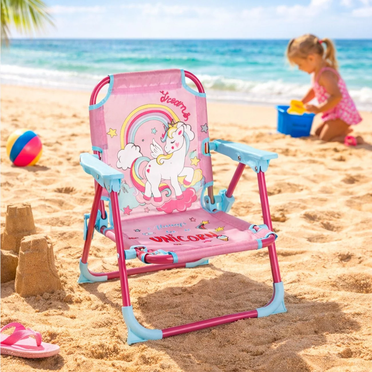 Scaun pentru Copii Pliabil cu Model Unicorn 33x34x47cm - poza 2