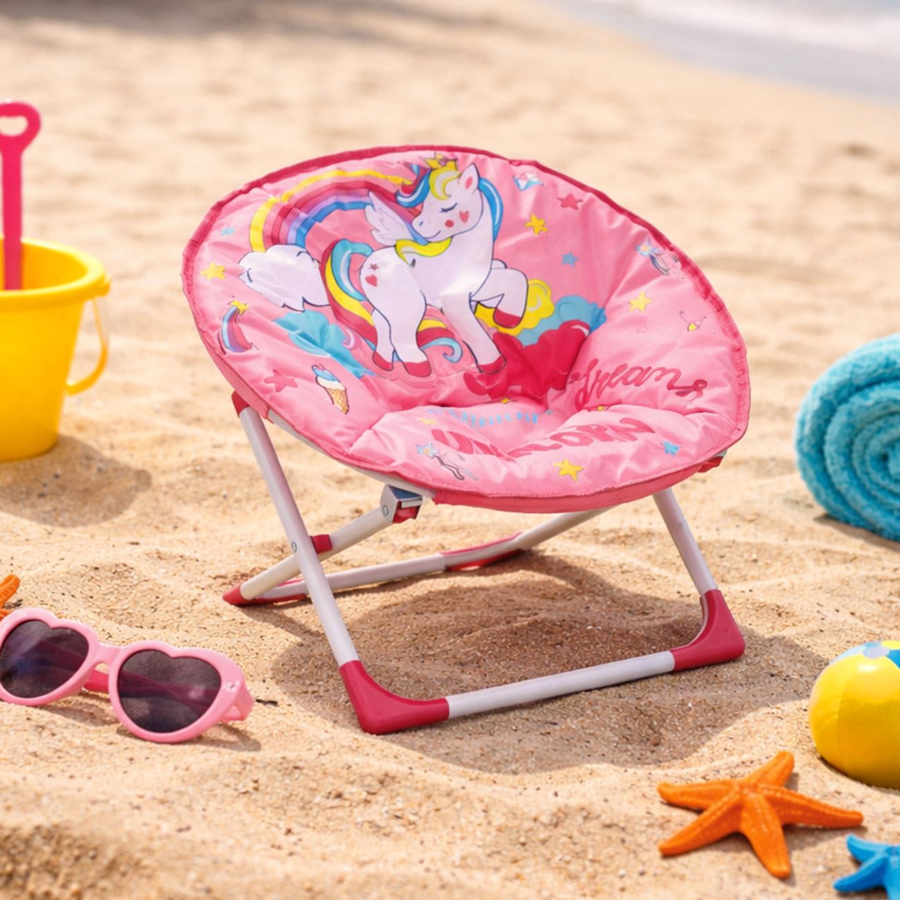 Scaun Fotoliu de Plaja Roz Unicorn 46x34,5x33,5cm
