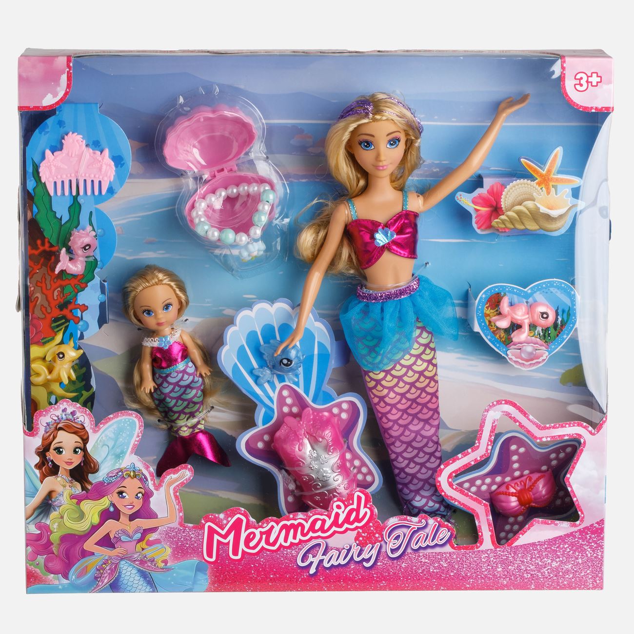 Papusa Manechin Sirena cu Coada Accesorii & Mica Sirena 33cm - poza 2