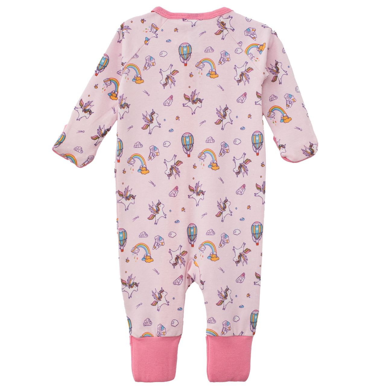 Salopeta din Bumbac Roz cu Unicorn Curcubeu & Fermoar pentru Bebelusi - poza 3
