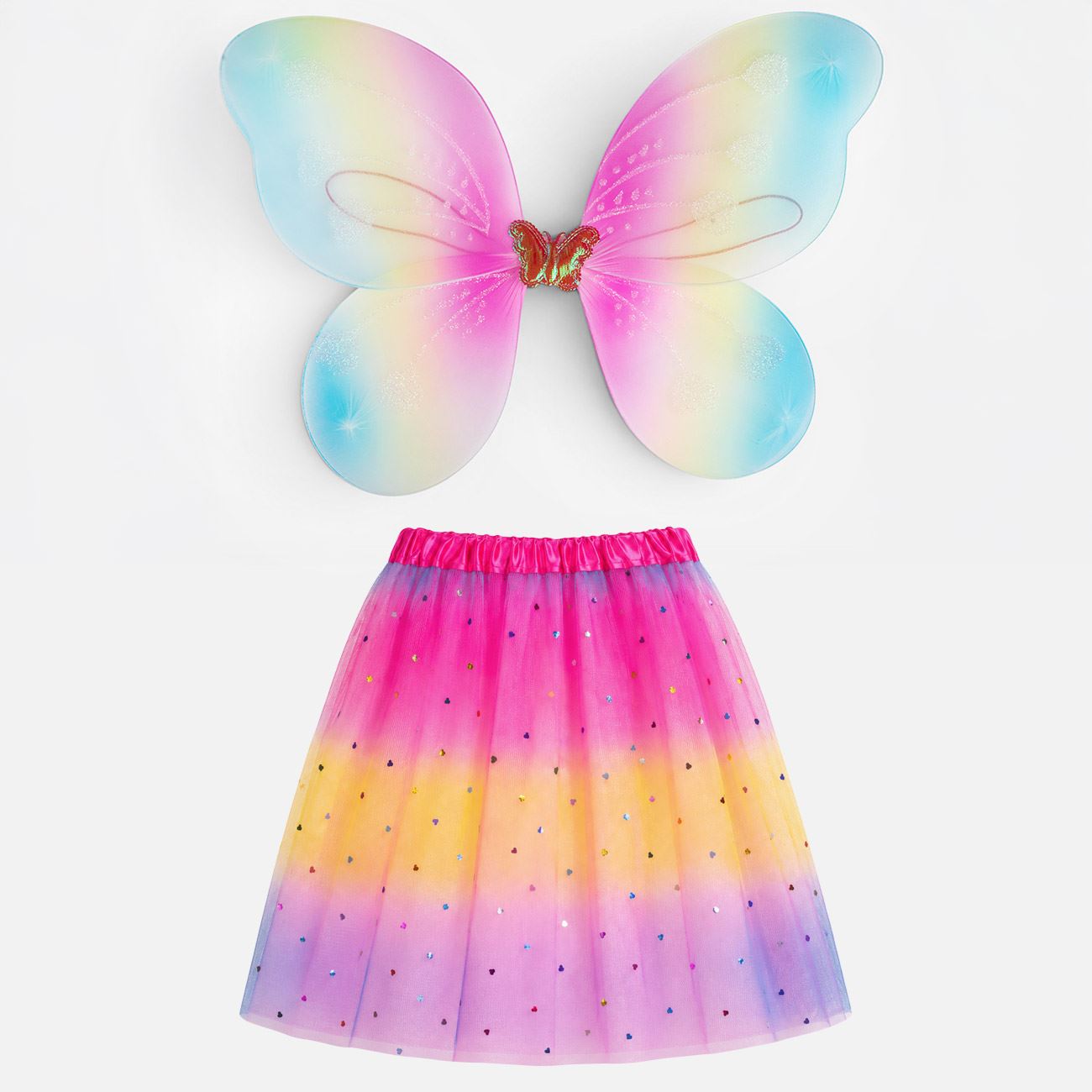 Set Aripi pentru Deghizare & Fusta Tutu Curcubeu Fluture - poza 2