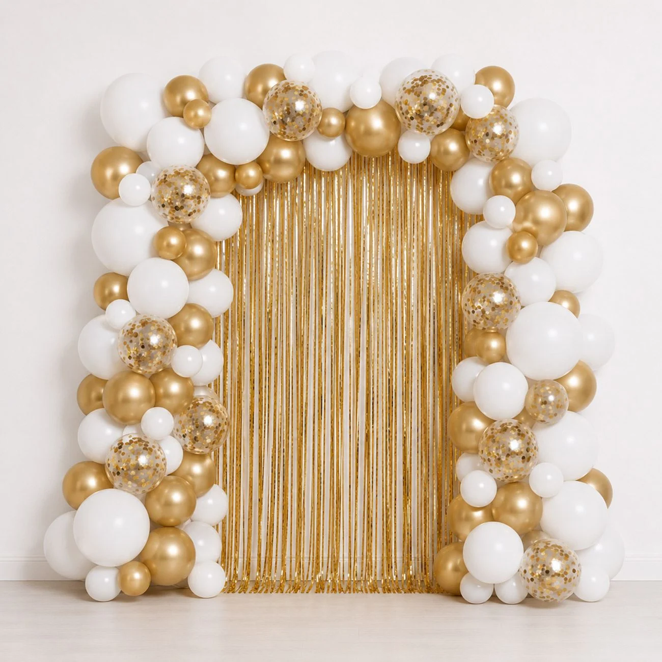 Set Decoratiuni pentru Petrecere cu Baloane Alb & Auriu 96buc - poza 2