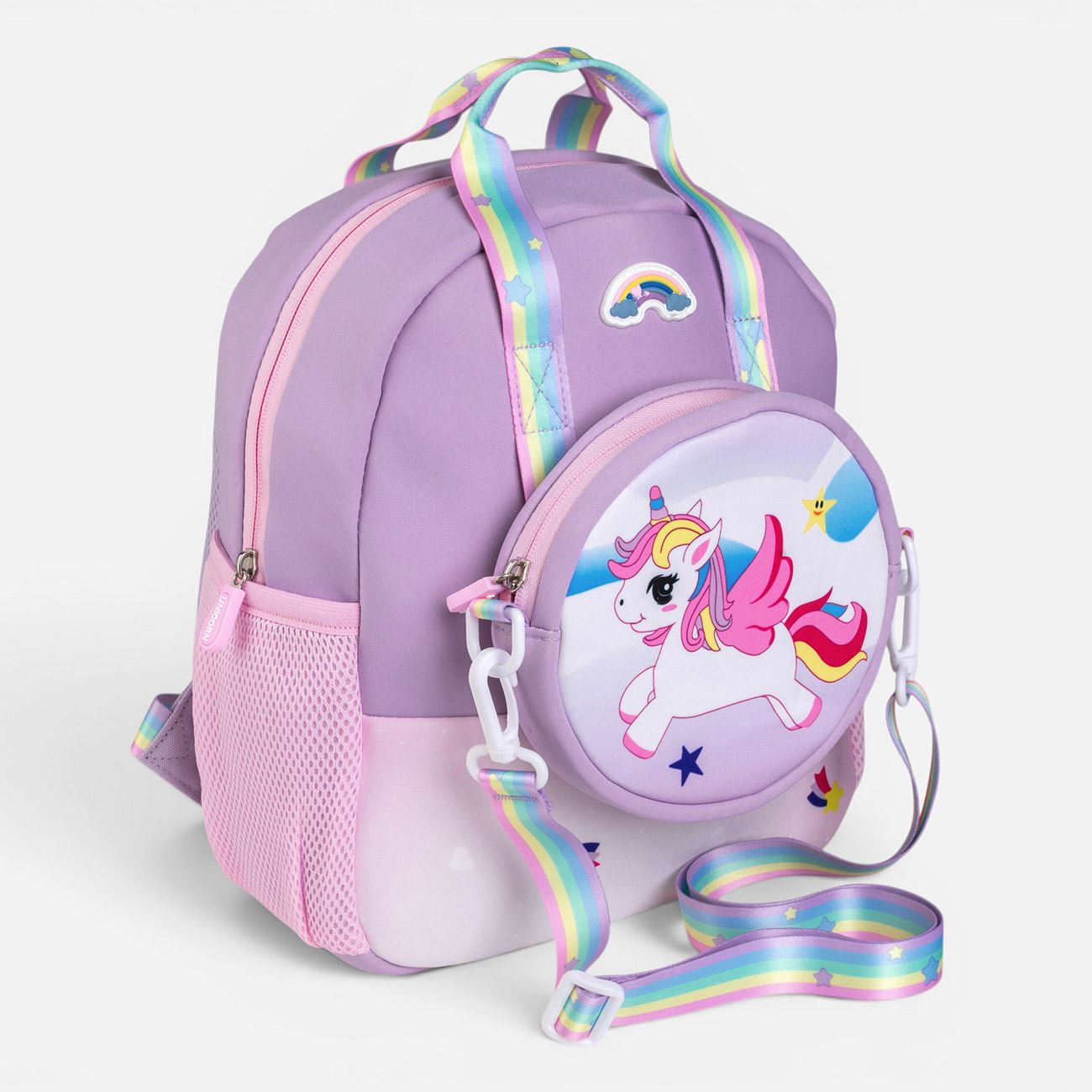 Rucsac din Neopren Lila Unicorn cu Gentuta pentru Copii - poza 4