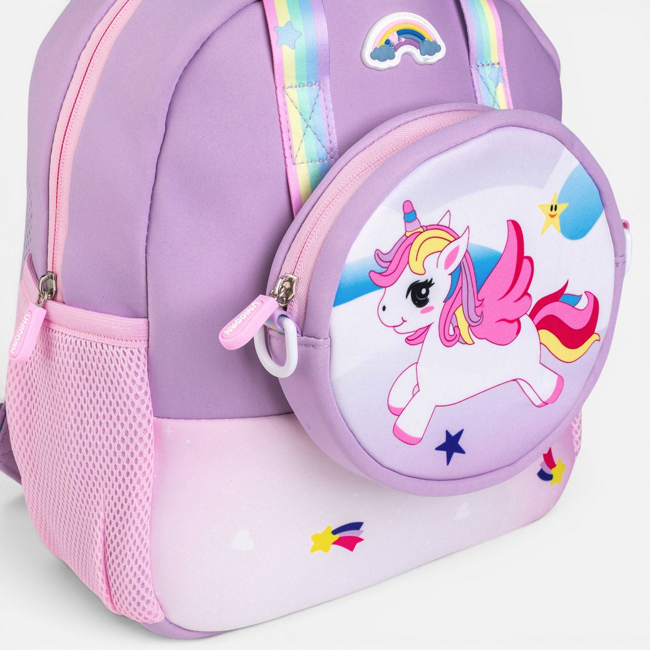 Rucsac din Neopren Lila Unicorn cu Gentuta pentru Copii - poza 5