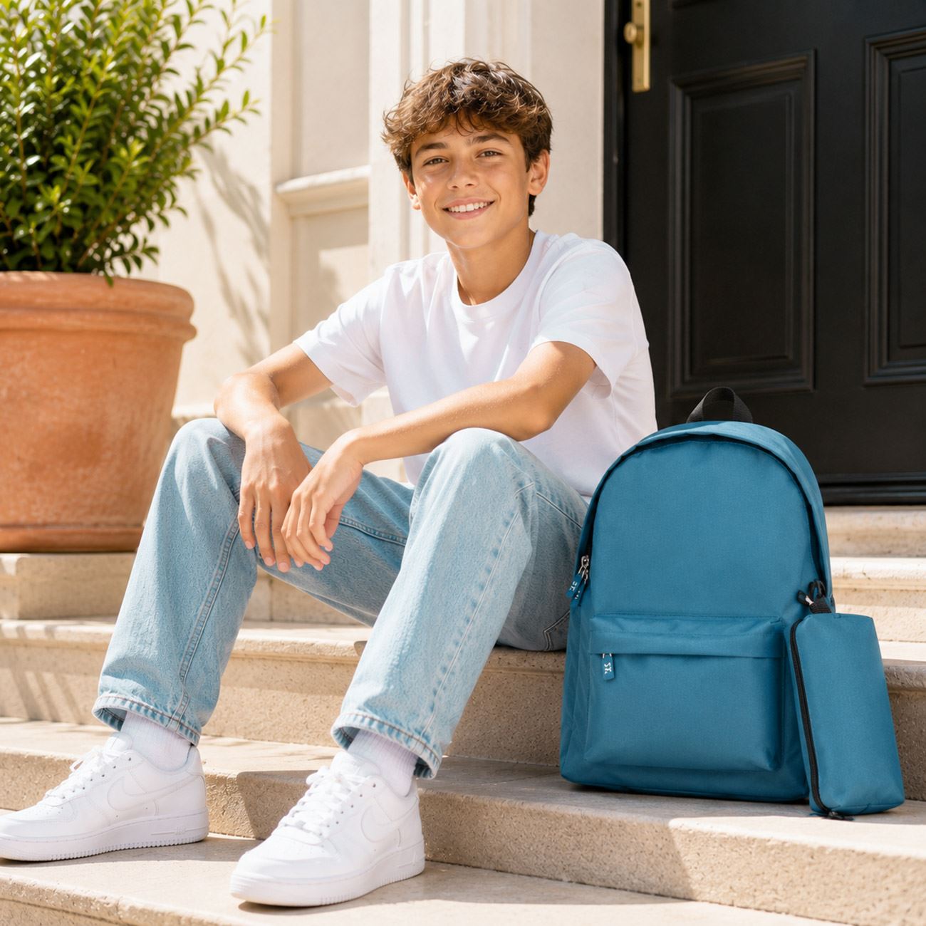 Ghiozdan Scolar Albastru Smarald cu Penar 31x13,5x42,5cm - poza 2