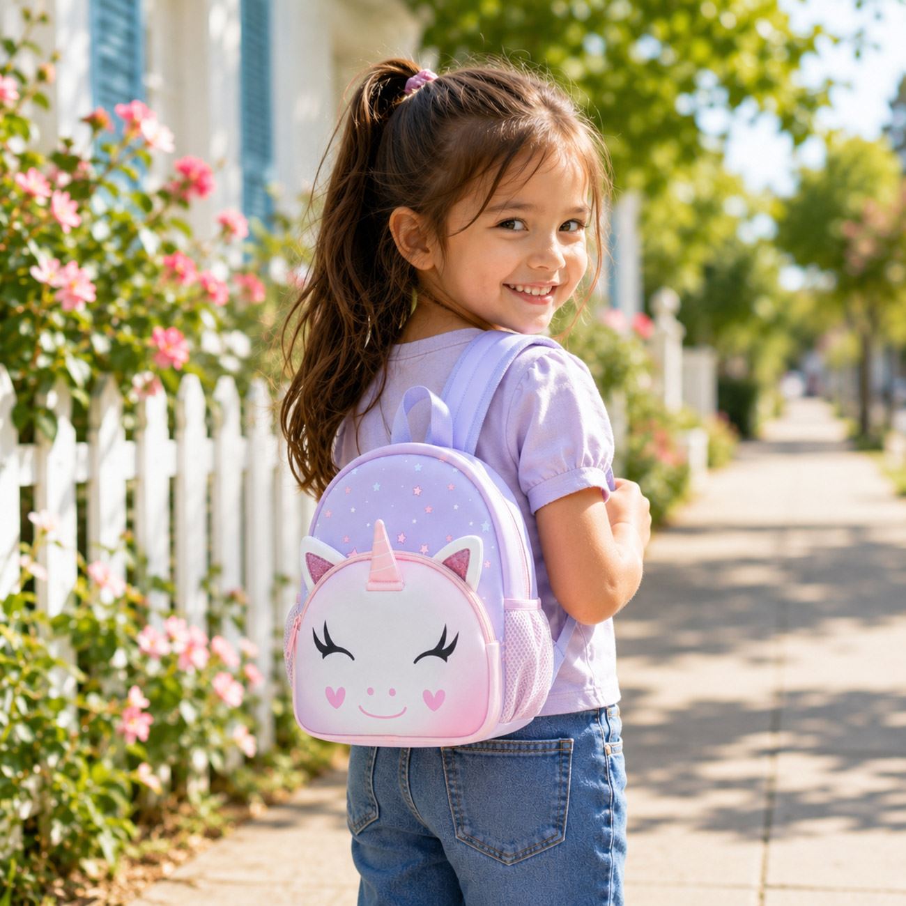 Ghiozdan Gradinita din Neopren Lila cu Unicorn - poza 2
