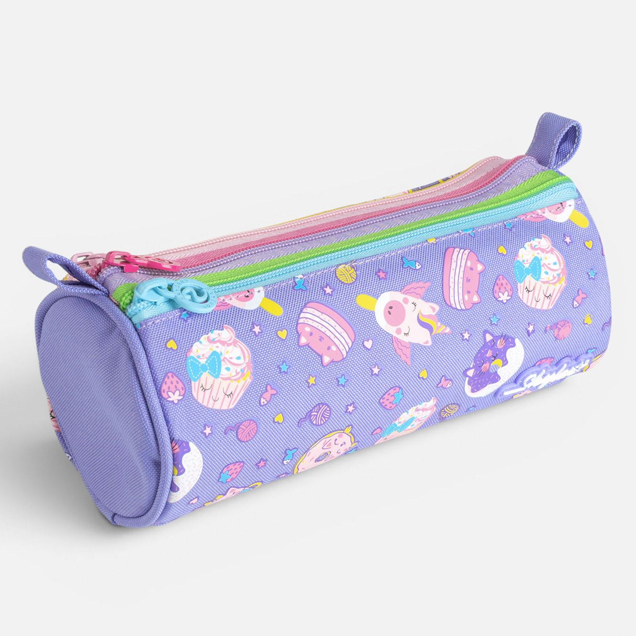 Penar Cilindric Mov Lila cu 3 Compartimente Model Dulciuri 22x8x8cm