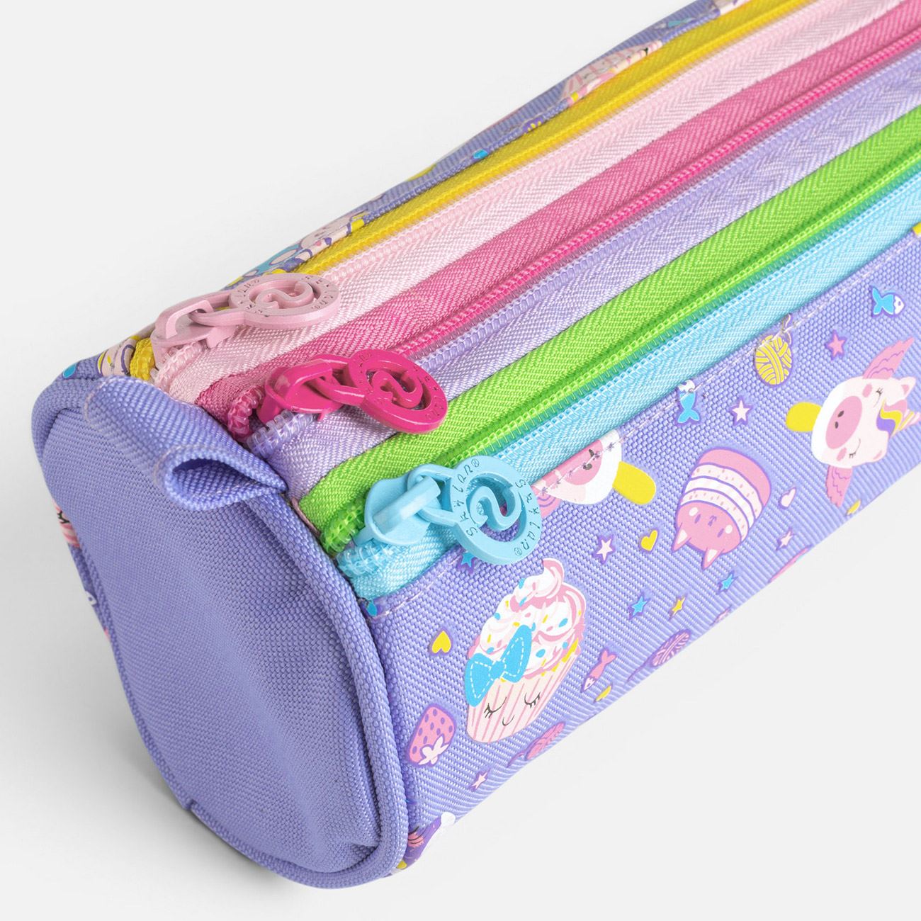 Penar Cilindric Mov Lila cu 3 Compartimente Model Dulciuri 22x8x8cm - poza 3