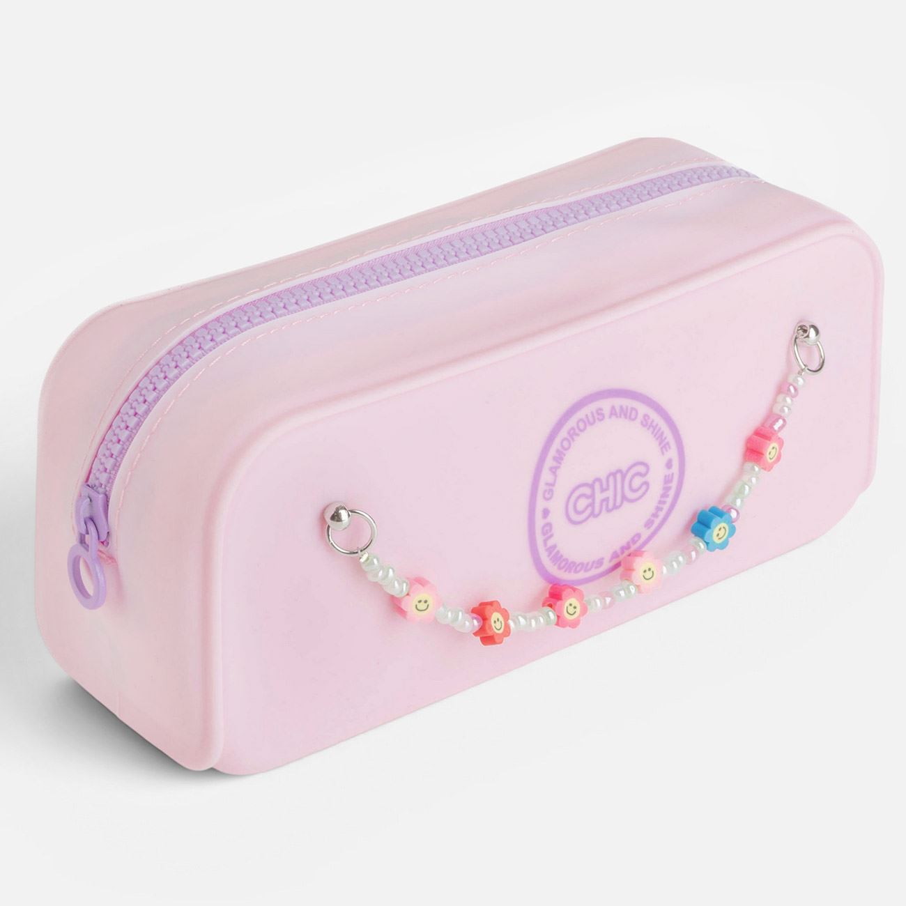 Penar Cilindric din Silicon Roz cu Colier Decorativ 21x7x9cm