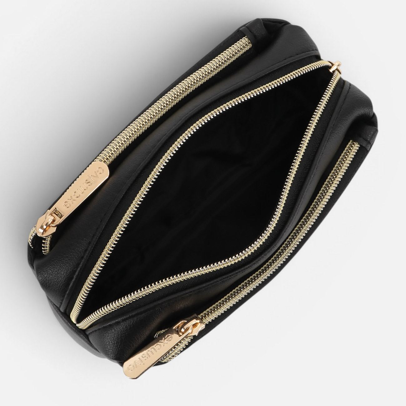 Penar Cilindric Negru din Piele Artificiala cu 3 Compartimente 19x11x6cm - poza 3