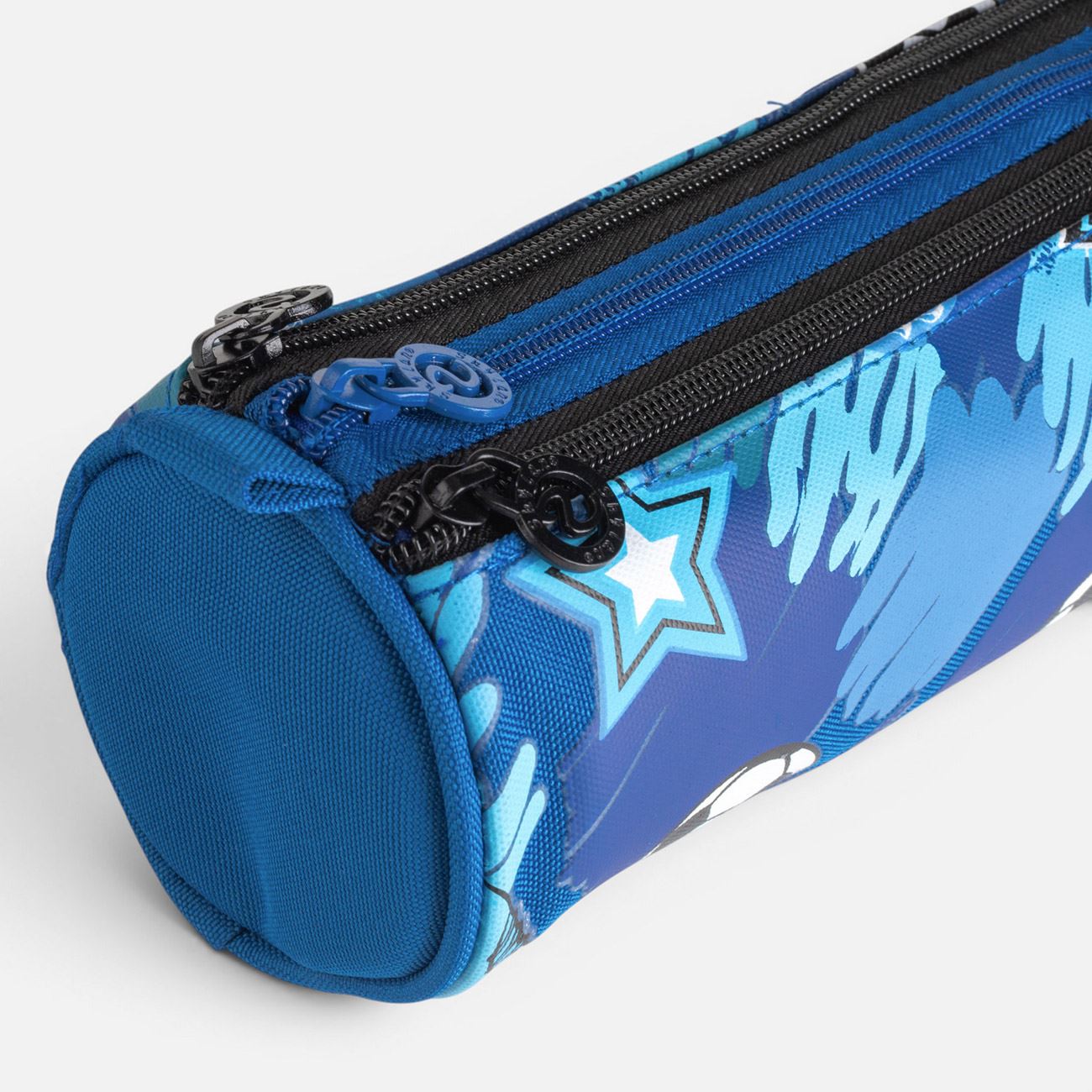 Penar Cilindric Albastru Fotbal cu 3 Compartimente 22x8x8cm - poza 3