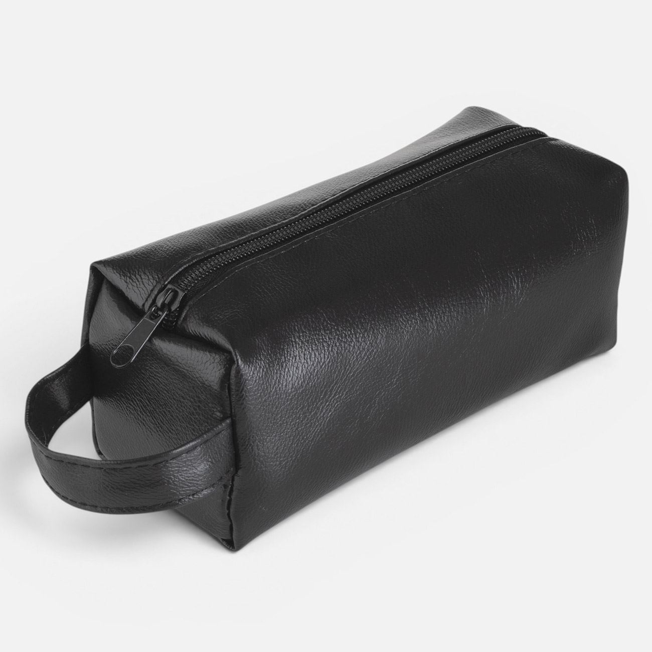 Penar Cilindric Negru din Piele Artificiala cu Maner 18,5x7,5x7cm