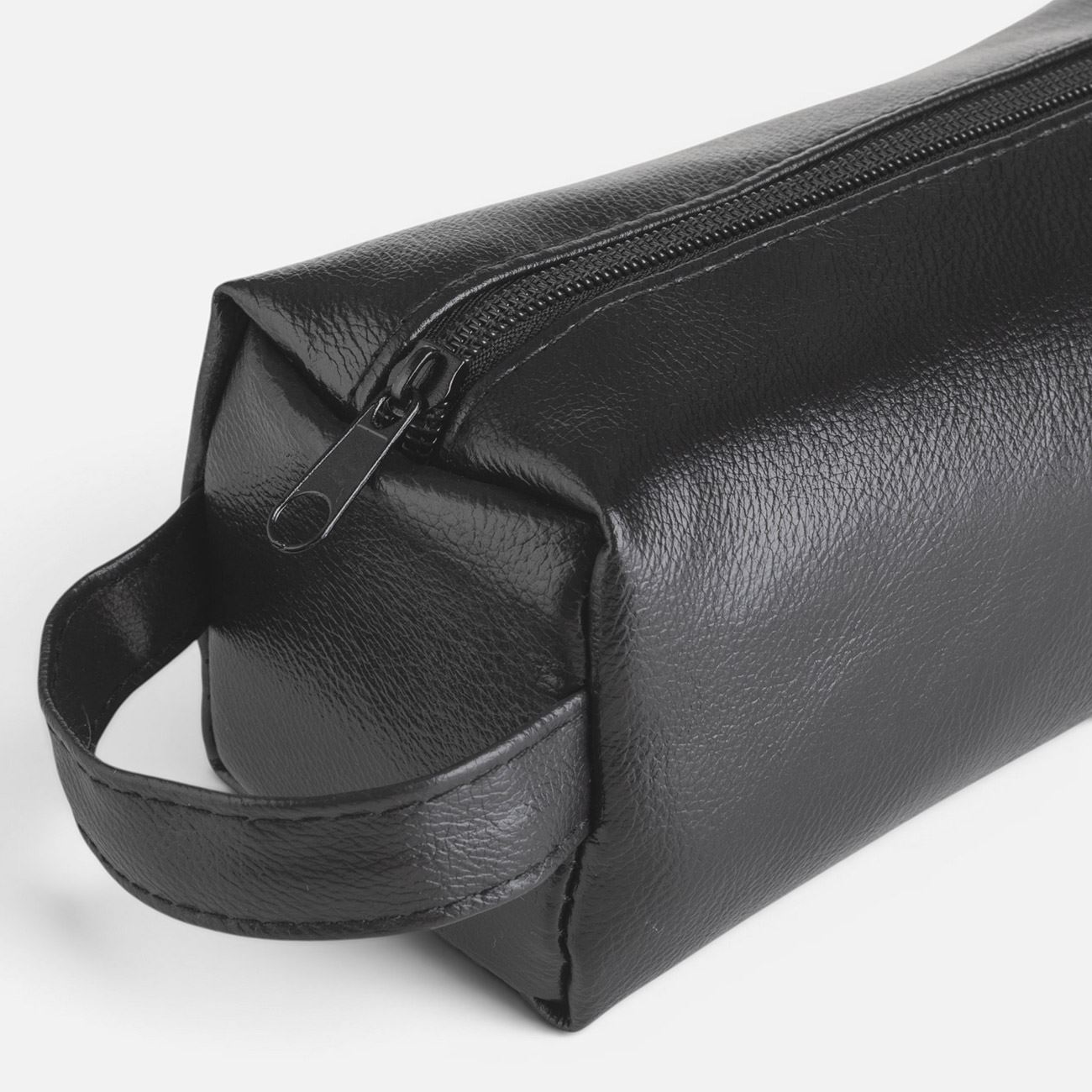 Penar Cilindric Negru din Piele Artificiala cu Maner 18,5x7,5x7cm - poza 3