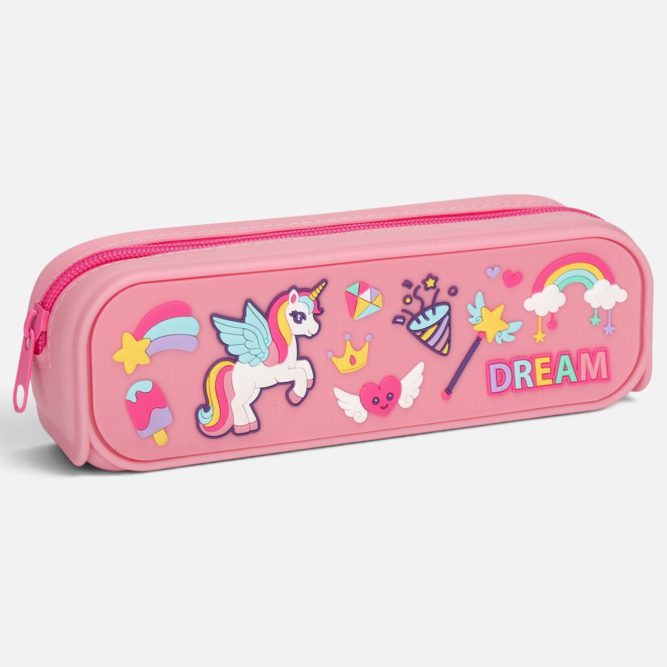 Penar Cilindric din Silicon Roz Model Unicorn 20x5x6,2cm